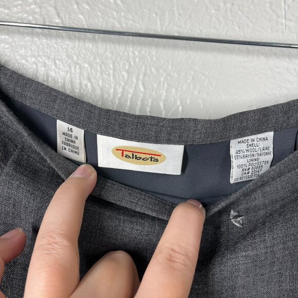 Vintage Y2K Talbots Gray Floral Embroidered Wool Blend Midi Length Pencil Skirt - Picture 5 of 10